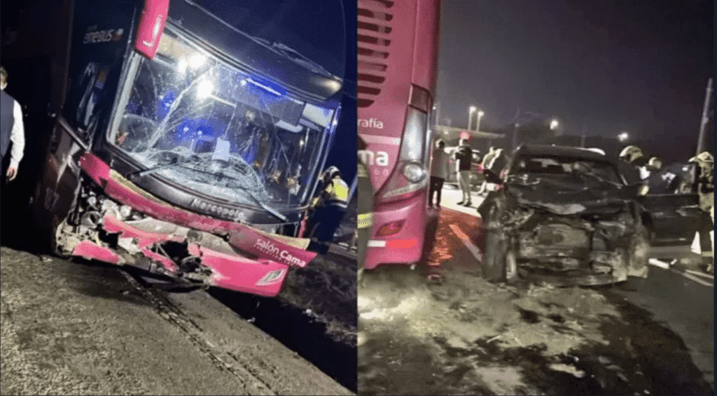 Colisión entre auto y bus en San Pedro de la Paz genera gran congestión vehicular habría 2 lesionados