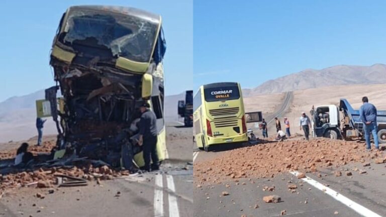 TRAGEDIA en el NORTE: Colisión FRONTAL entre bus y camión deja DOS FALLECIDOS y más de 20 HERIDOS