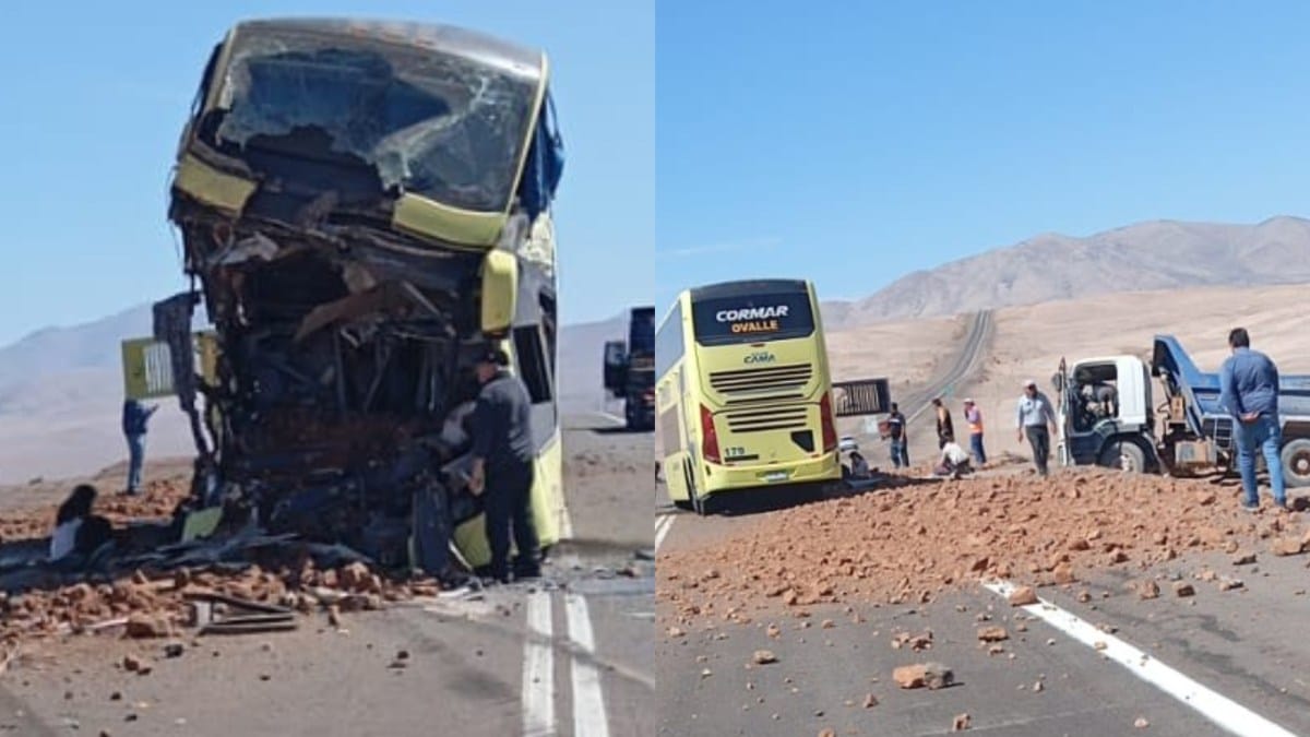 TRAGEDIA en el NORTE: Colisión FRONTAL entre bus y camión deja DOS FALLECIDOS y más de 20 HERIDOS