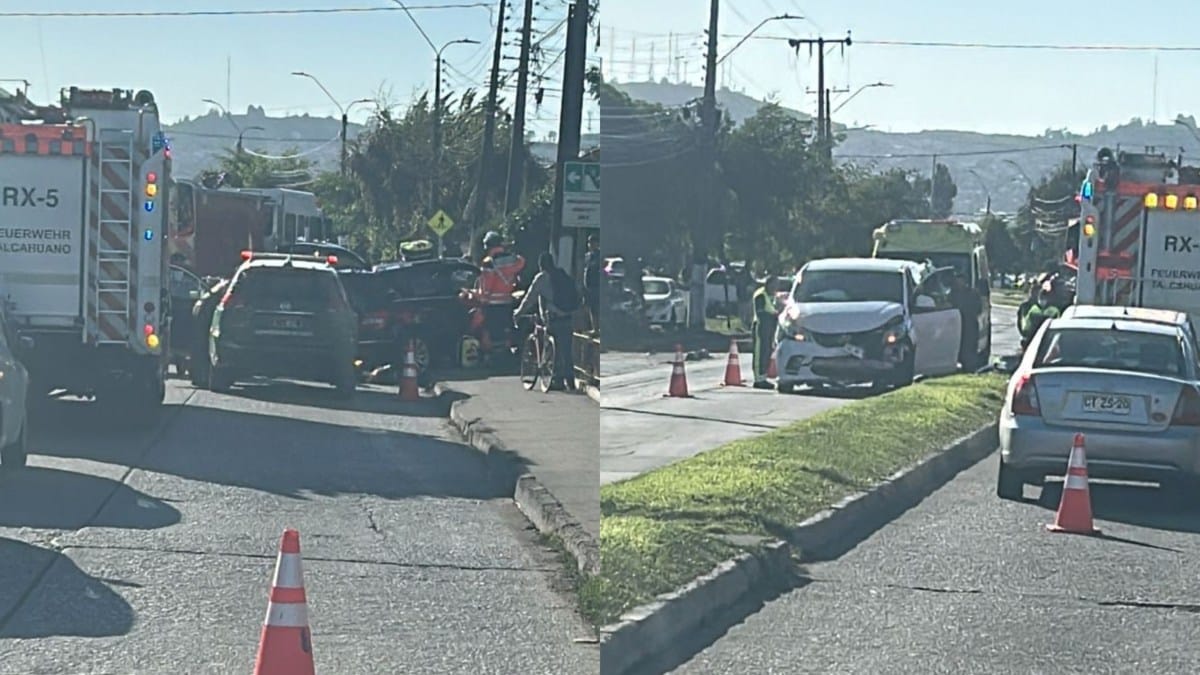 Colisión FRONTAL deja personas HERIDAS y tránsito parcialmente CORTADO en Talcahuano
