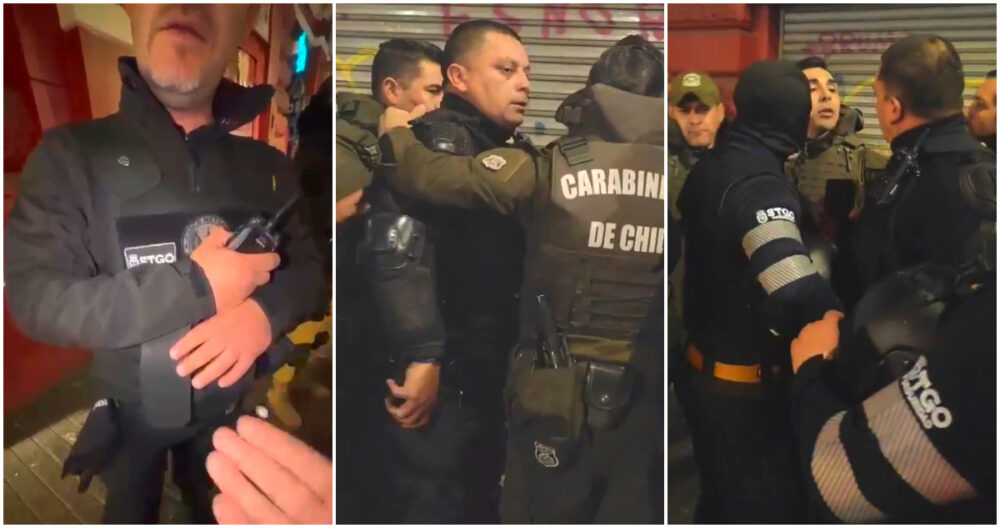 Captan tenso enfrentamiento de guardias municipales y carabineros en Santiago por control de identidad