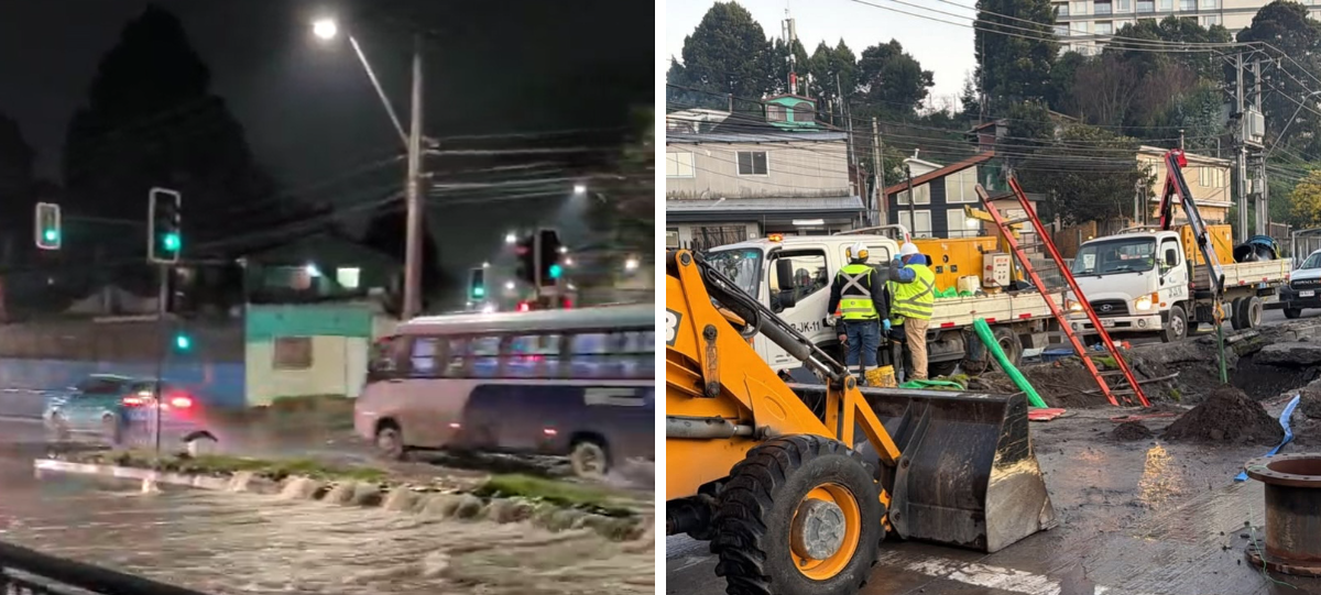 Rotura de tubería mantiene sin agua a sectores del Gran Concepción y provoca desvío en Av. 21 de Mayo