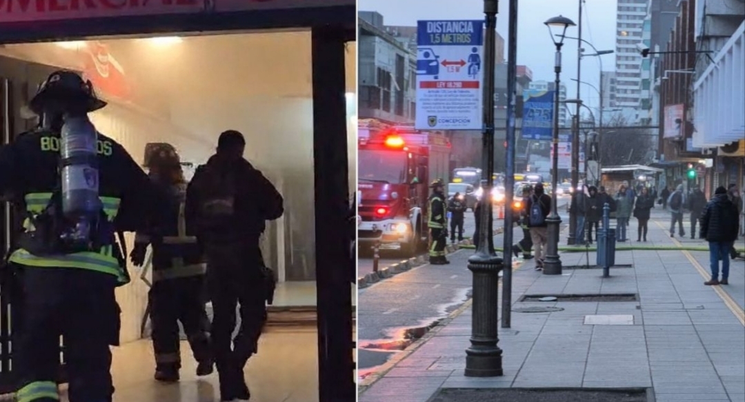 PRINCIPIO de INCENDIO en Galería O’Higgins de Concepción movilizó a Bomberos y PROVOCÓ CONGESTIÓN VEHICULAR