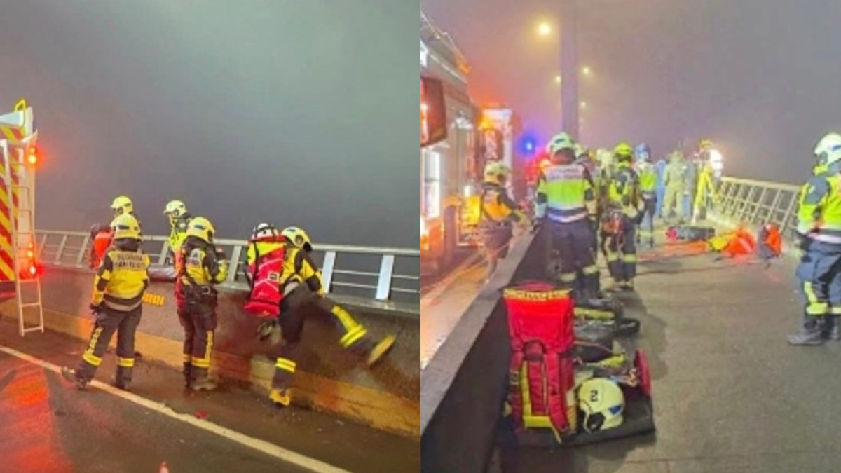 FOTOS: Bomberos RESCATA a persona que CAYÓ desde el Puente LLACOLÉN
