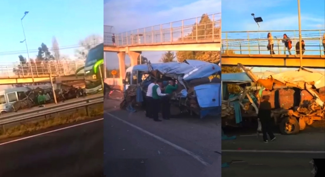 VIOLENTO CHOQUE EN RUTA 5 SUR: CAMIÓN IMPACTÓ a MINIBÚS y dejó 25 pasajeros LESIONADOS VIOLENTO CHOQUE EN RUTA 5 SUR: CAMIÓN IMPACTÓ a MINIBÚS y dejó 25 pasajeros LESIONADOS