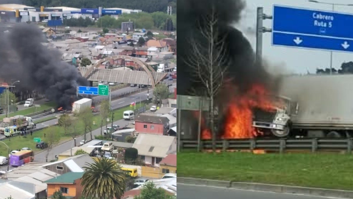 AHORA: Camión colisiona y luego se INCENDIA en transitada Avenida de CONCEPCIÓN